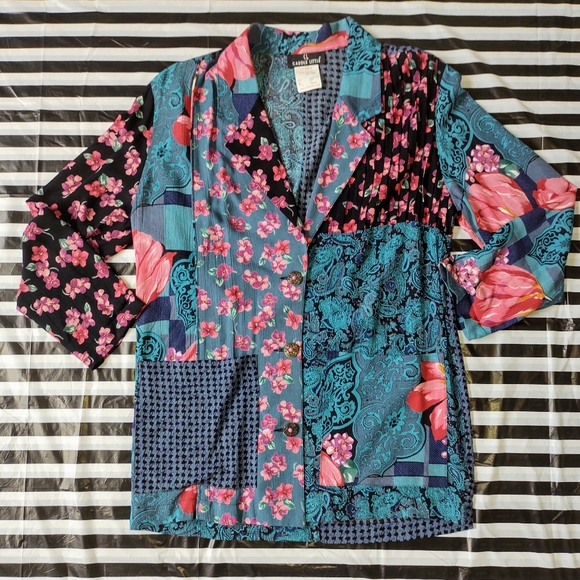 Vintage Patchwork Carole Little Shirt Coat - Picture 1 of 12